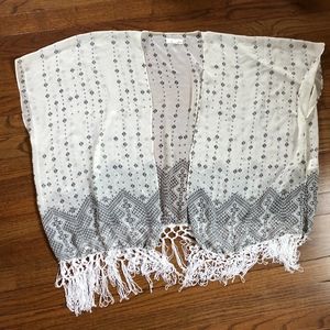 Sheer shawl wit fringe - One size fits all